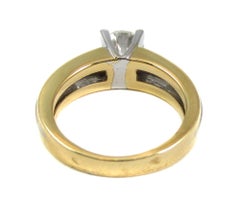 Fred Paris Diamond Platinum and 18 Karat Gold Solitaire Engagement Ring