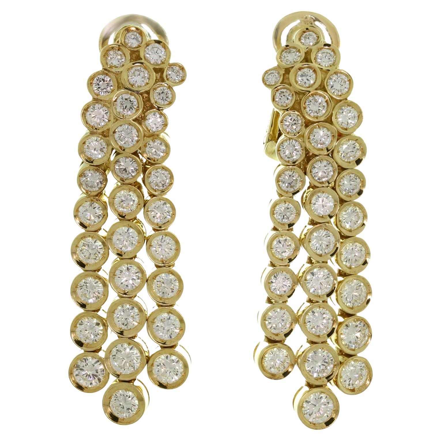 FRED PARIS Diamond Yellow Gold Cascade Chandelier Earrings