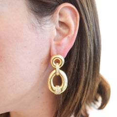 Fred Paris Door Knockers Earrings In 18Kt Yellow Gold With 2.40 Ctw VS Diamonds