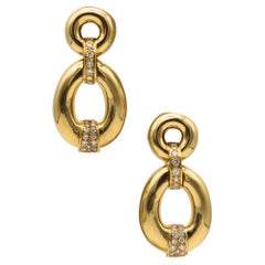 Fred Paris Boucles d'oreilles « Door Knockers » en or jaune 18 carats avec diamants VS de 2,40 carats