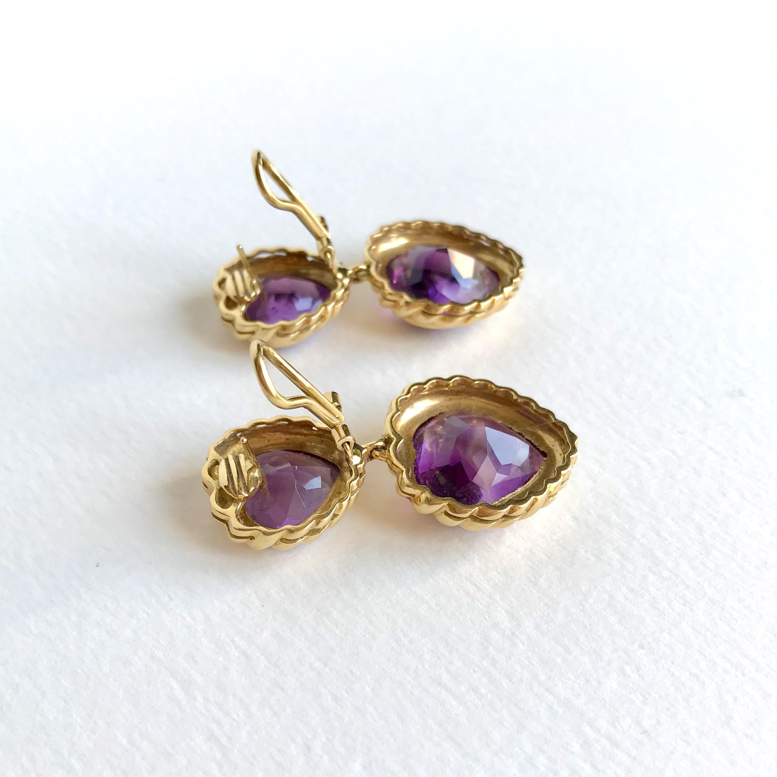 Women's FRED Paris Earrings in 18 Carat Yellow Gold and Amethyst vintage For Sale