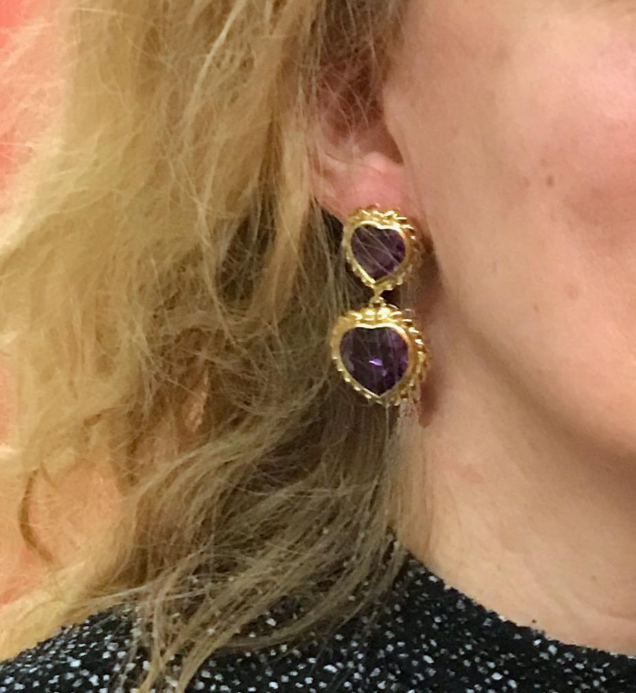FRED Paris Earrings in 18 Carat Yellow Gold and Amethyst vintage For Sale 3
