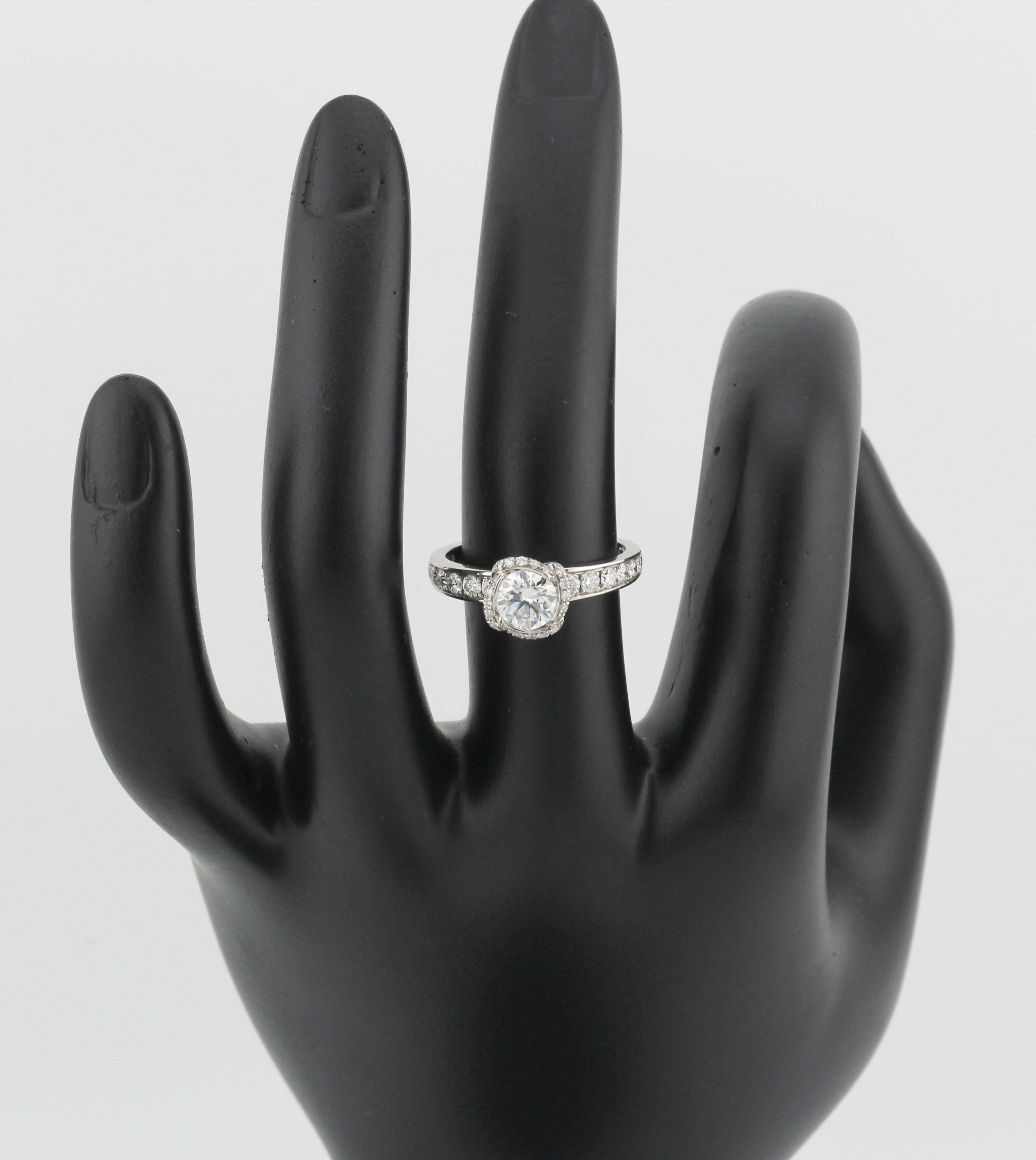 Fred Paris Fleur Celeste Diamond Platinum Flower Engagement Ring .7 carat E/VS1 For Sale 3