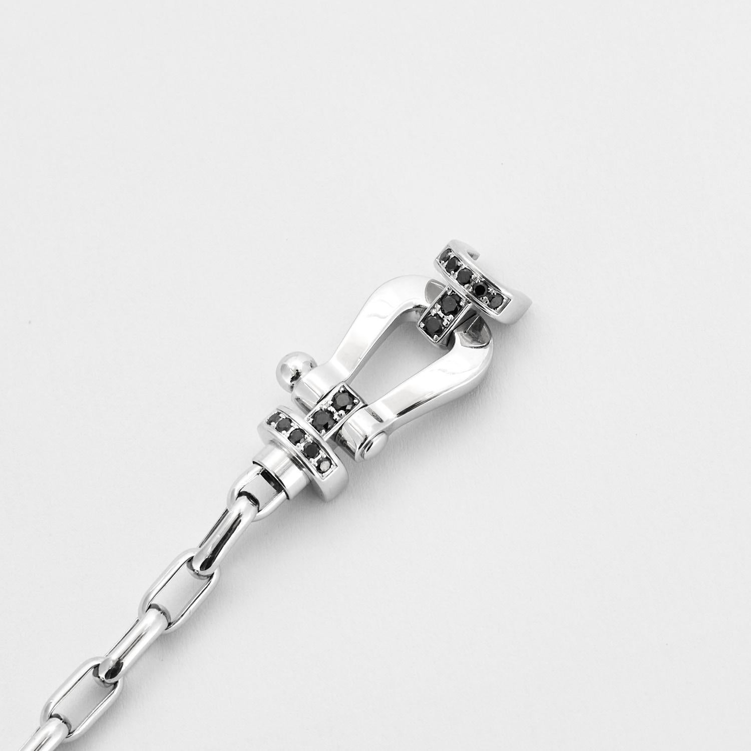 Brilliant Cut FRED PARIS - Force 10 bracelet in white gold and black diamonds