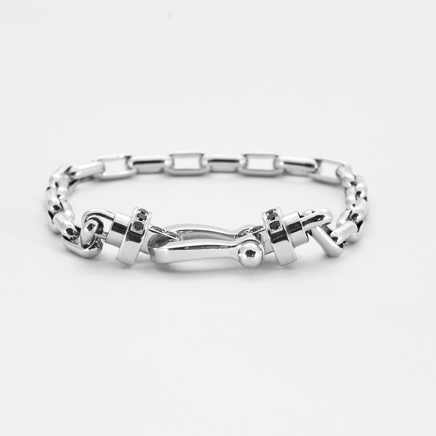 FRED PARIS - Force 10 bracelet in white gold and black diamonds 3