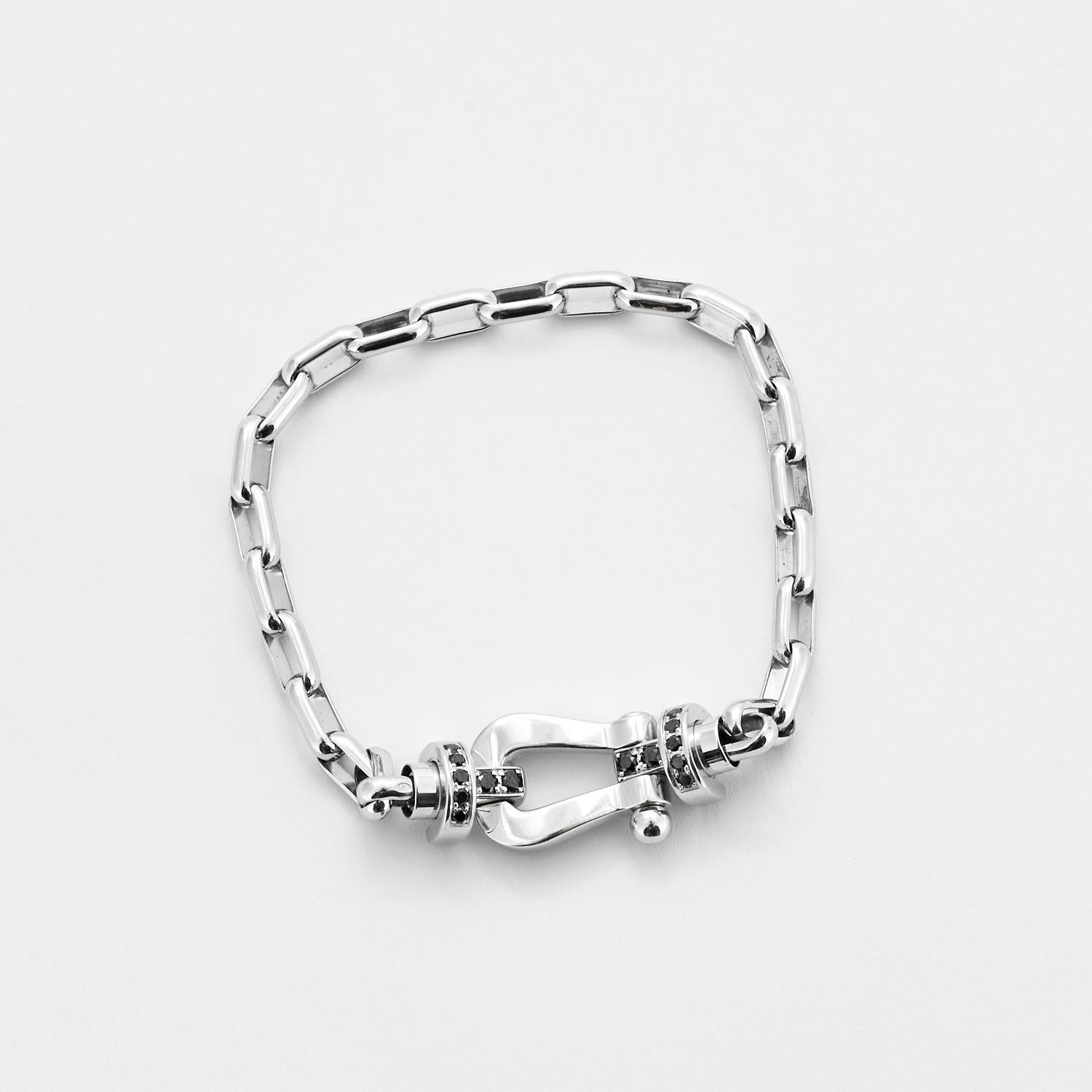 FRED PARIS - Force 10 bracelet in white gold and black diamonds 4