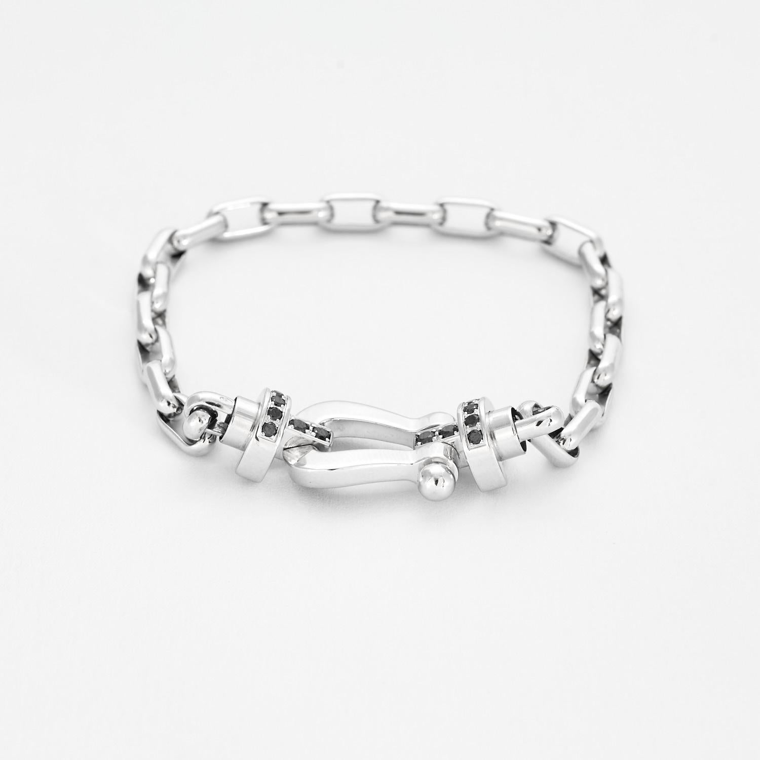 FRED PARIS - Force 10 bracelet in white gold and black diamonds 5