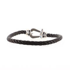 Fred Paris Force 10 Bracelet Woven Cord with Stainless Steel and 18K Whit