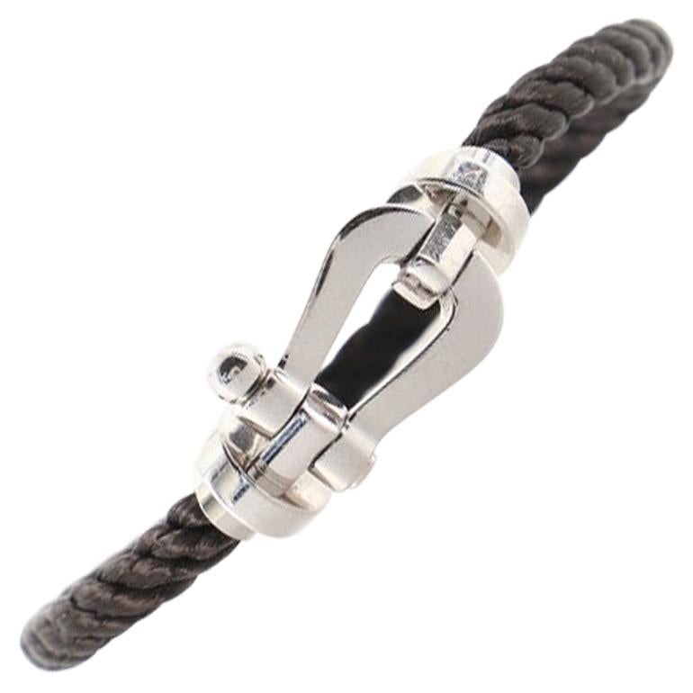 Fred Paris Force 10 Bracelet Woven Cord with Stainless Steel and 18K Whit