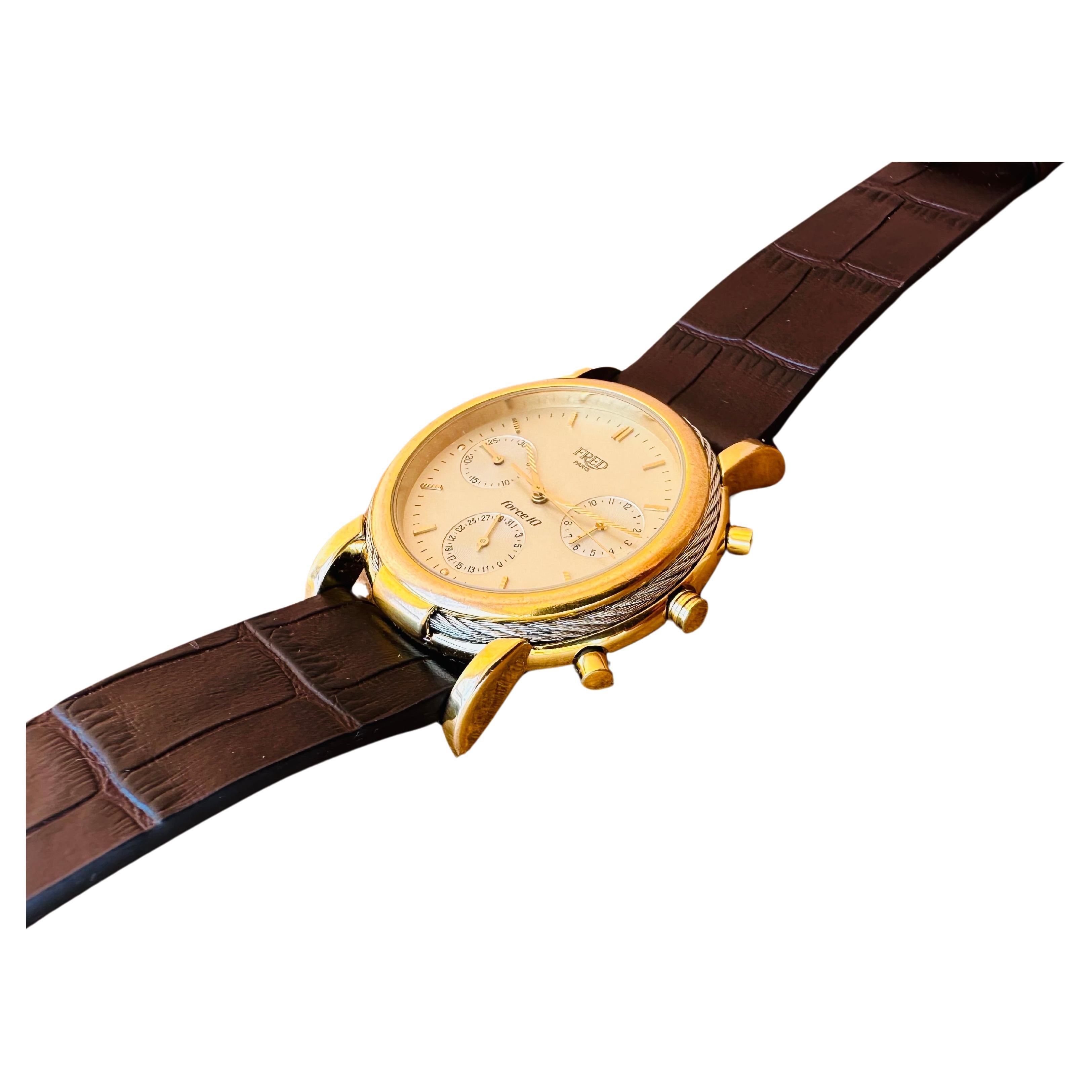 Fred Paris Force 10 Montre chronographe en platine et plaqué or