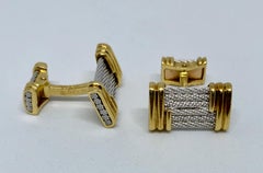 Fred Paris Force 10 Cufflinks in 18 Karat Yellow Gold and Steel