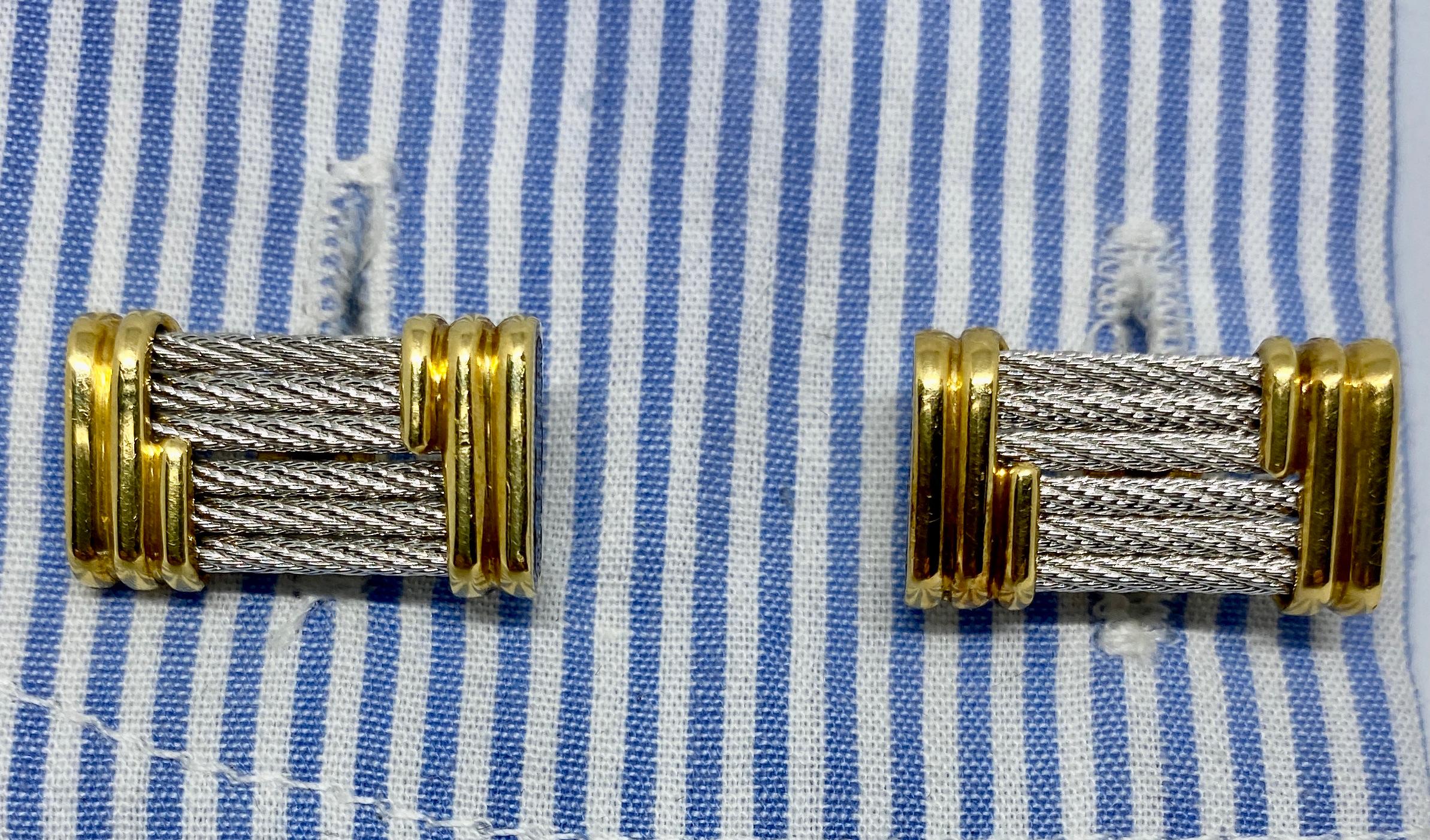Fred Paris Force 10 Cufflinks in 18 Karat Yellow Gold and Steel 1