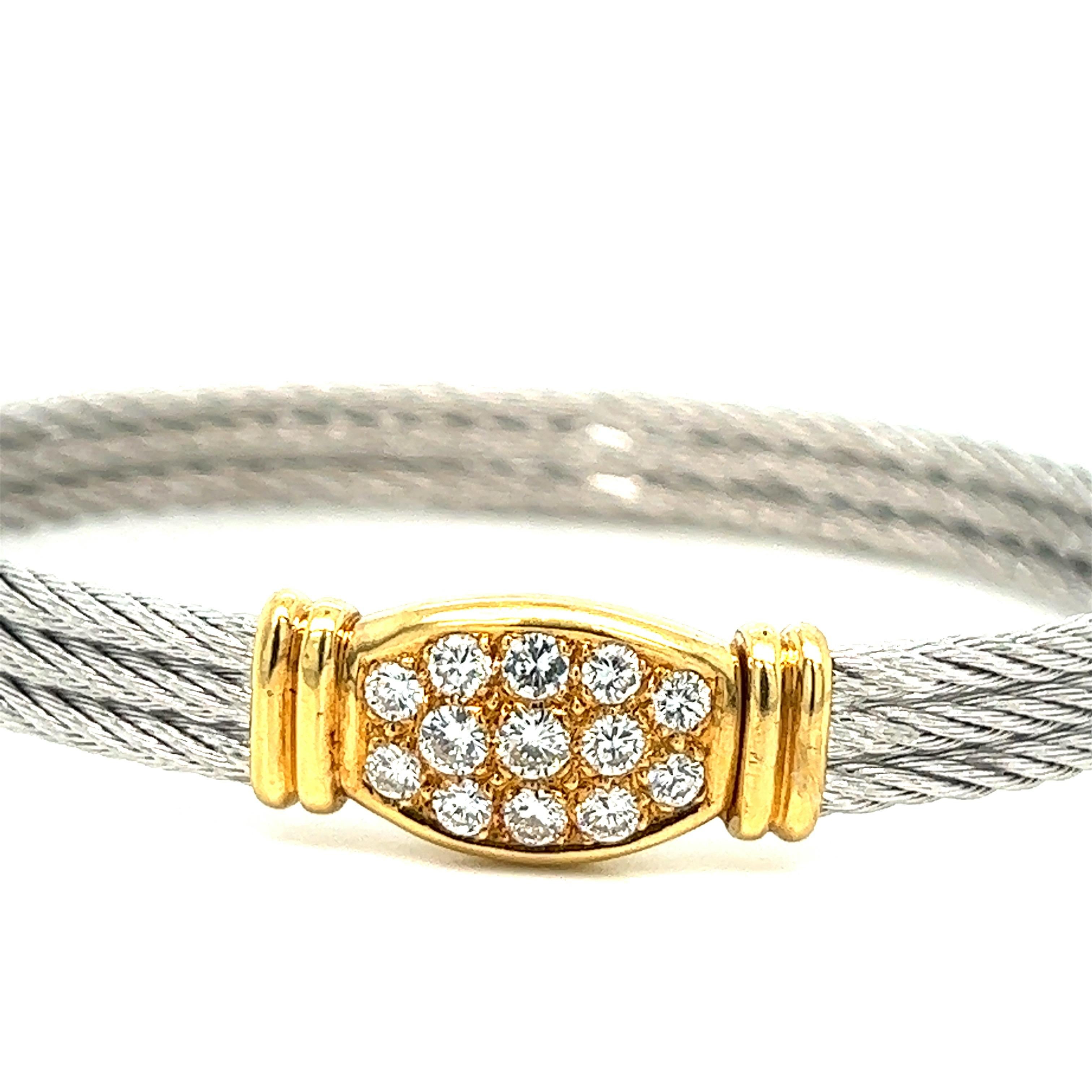 Fred Force 10 bracelet medium model in yellow gold and red cable