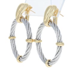 Fred Paris Force 10 Door Knocker Earrings Stainless and 18k Gold Pierced Dangles