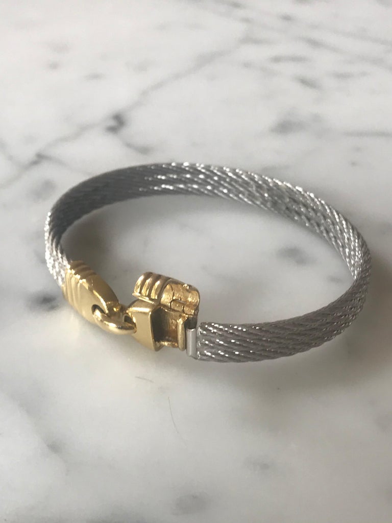 Fred Paris Force 10 Sailing Bracelet in Steel and 18 Karat Yellow Gold,  France at 1stDibs