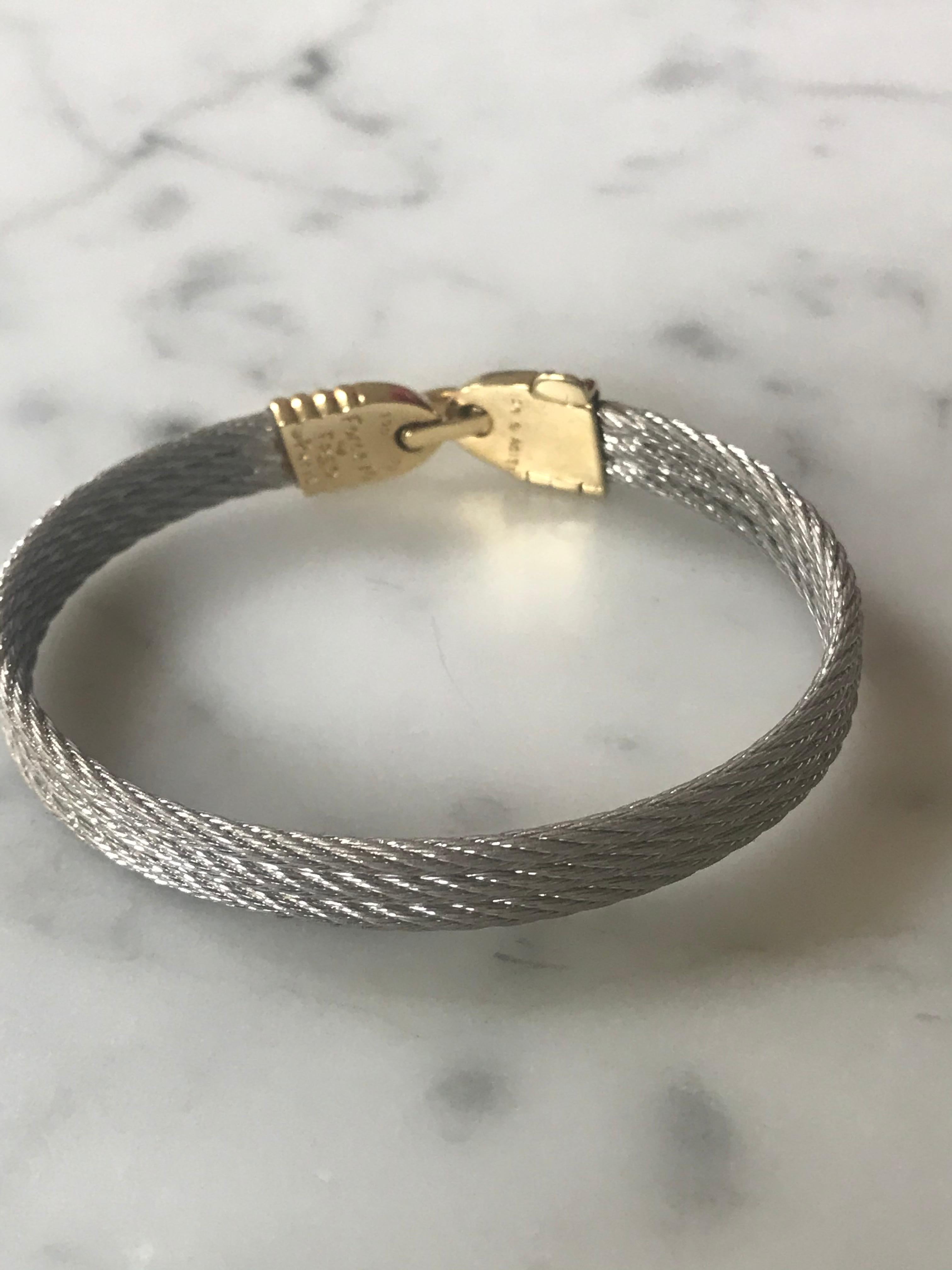 Fred Paris Force 10 Sailing Bracelet in Steel and 18 Karat Yellow Gold,  France