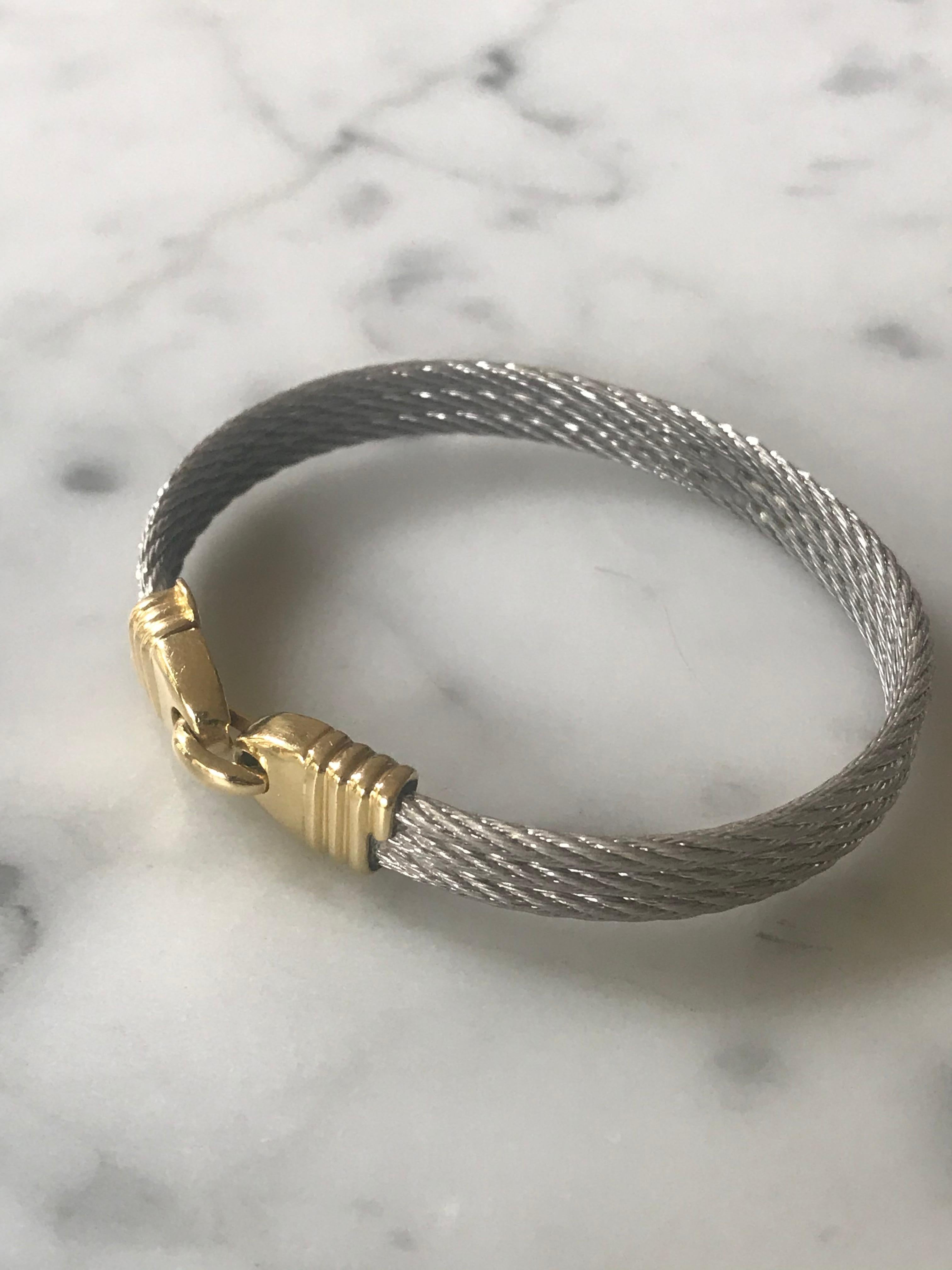 Fred Paris Force 10 Sailing Bracelet in Steel and 18 Karat Yellow Gold, France In Good Condition In London, GB