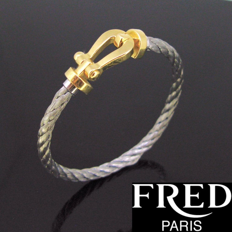 Fred Paris Force 10 Yellow Gold and Steel Bracelet in Its Box and Paper at  1stDibs