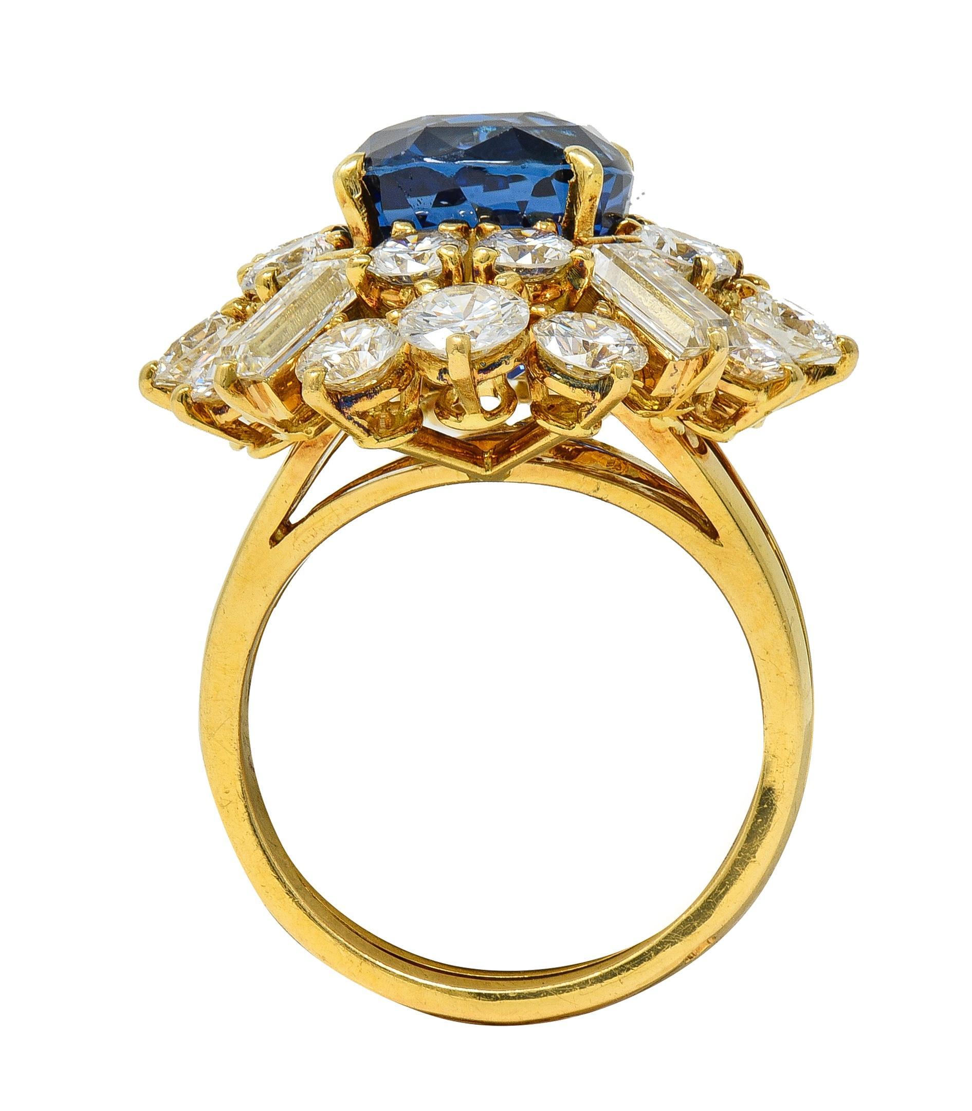 Fred Paris - Anello con diamante zaffiro di Ceylon senza calore da 13,56 CTW in oro giallo 18 carati in vendita 5