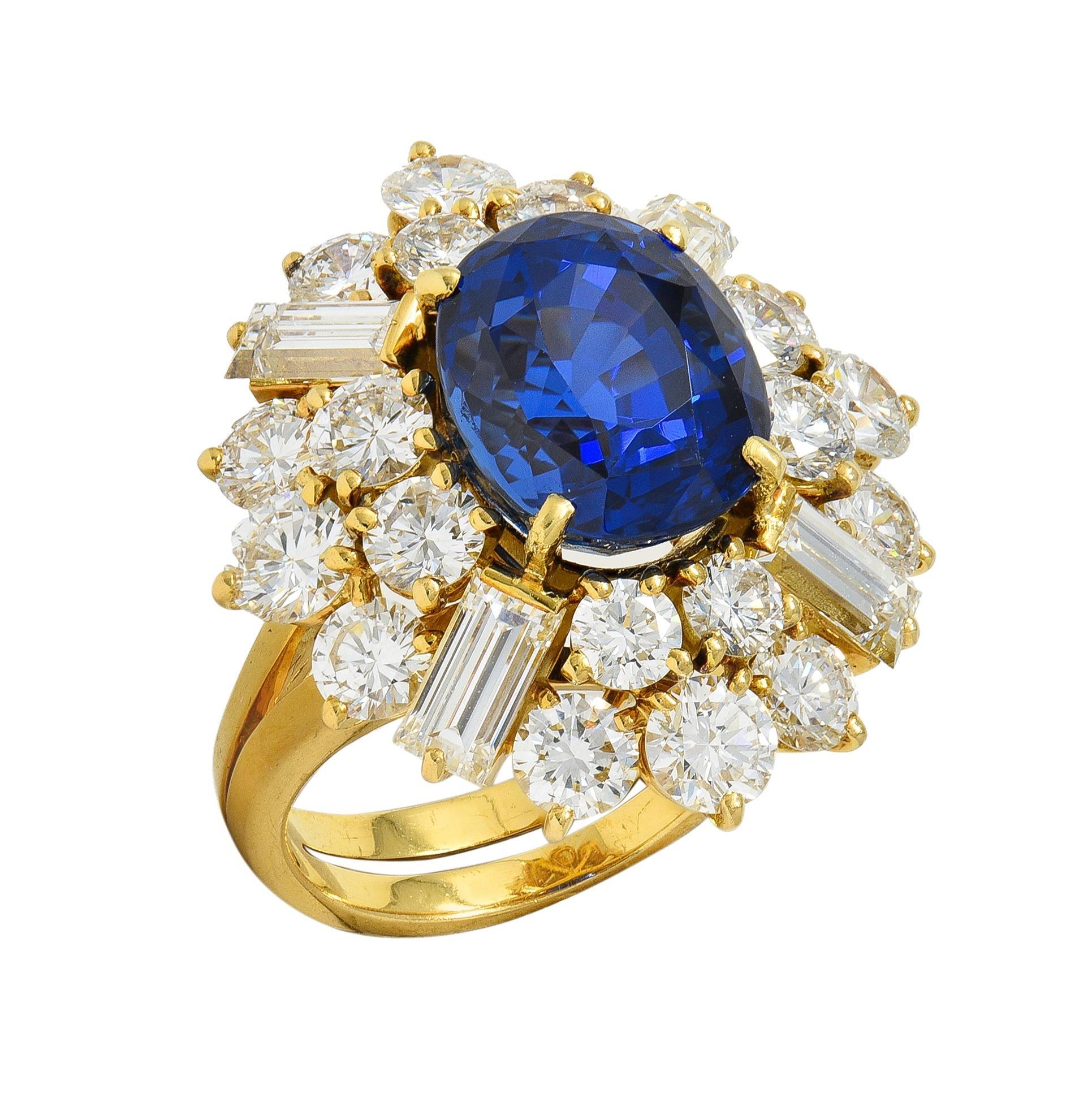 Fred Paris - Anello con diamante zaffiro di Ceylon senza calore da 13,56 CTW in oro giallo 18 carati in vendita 6