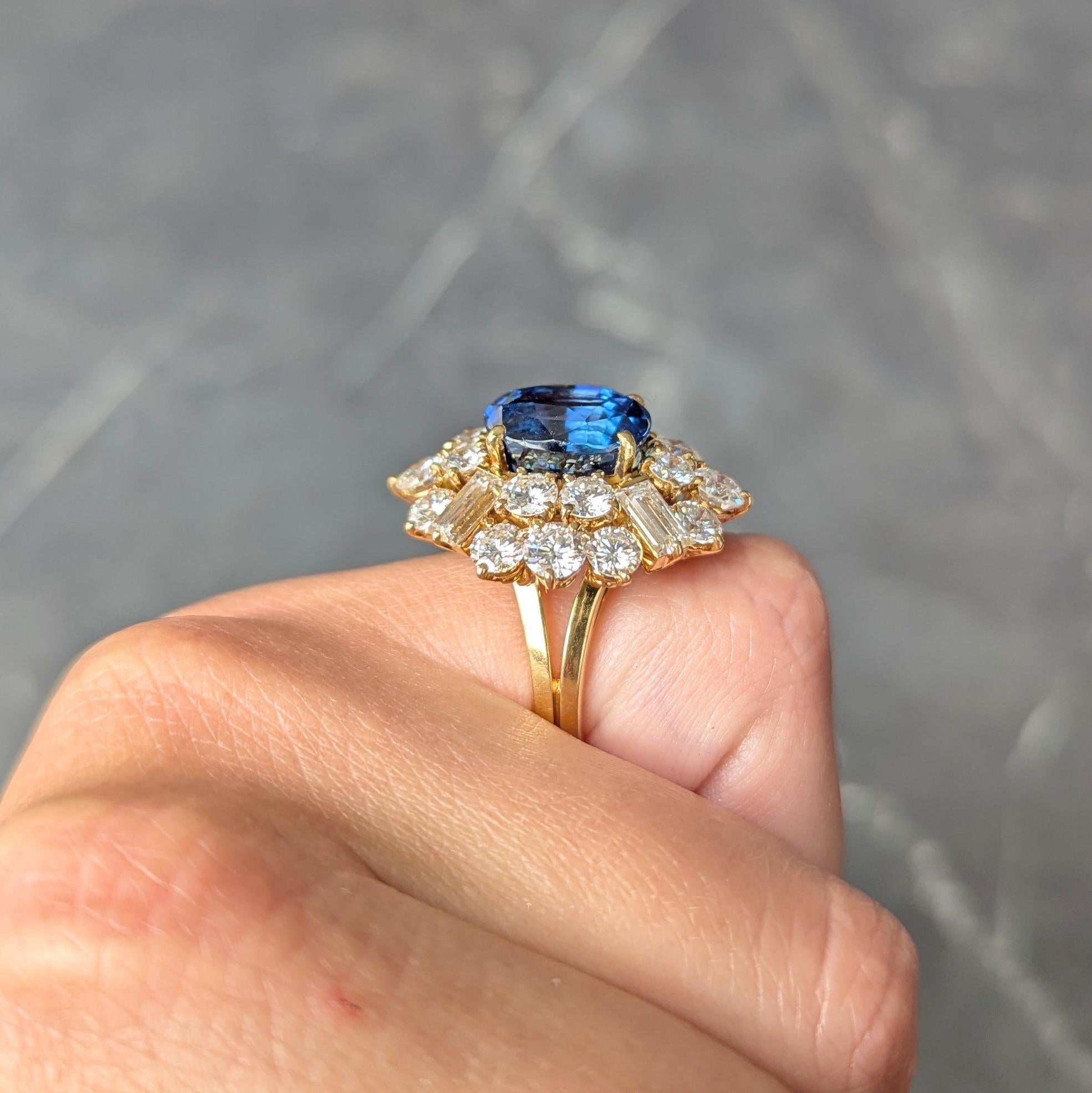 Fred Paris - Anello con diamante zaffiro di Ceylon senza calore da 13,56 CTW in oro giallo 18 carati in vendita 8