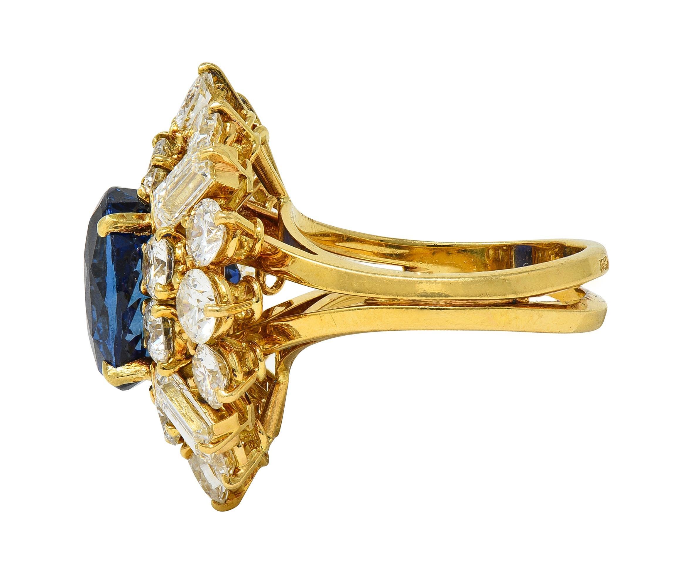 Donna Fred Paris - Anello con diamante zaffiro di Ceylon senza calore da 13,56 CTW in oro giallo 18 carati in vendita