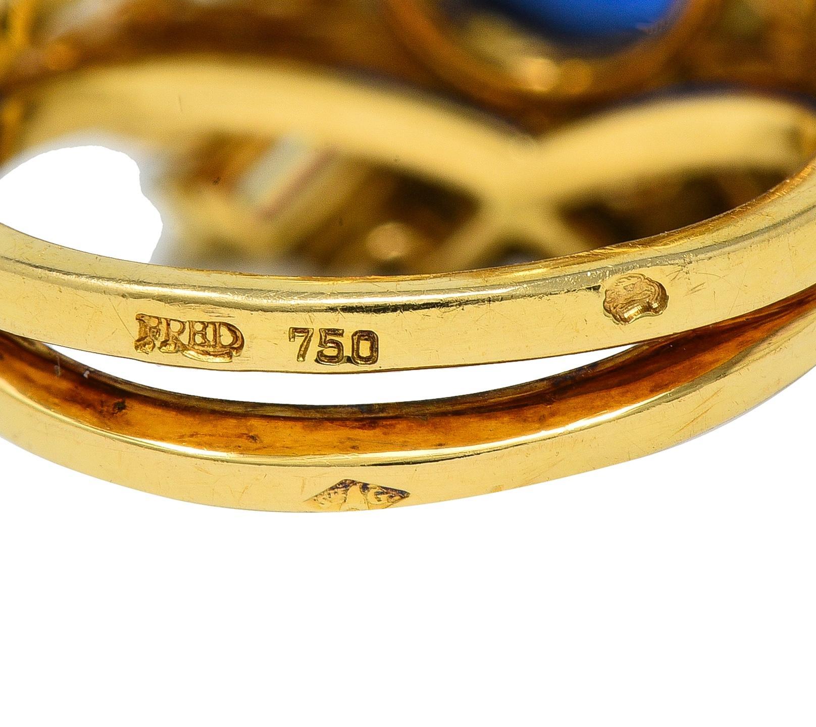 Fred Paris - Anello con diamante zaffiro di Ceylon senza calore da 13,56 CTW in oro giallo 18 carati in vendita 2
