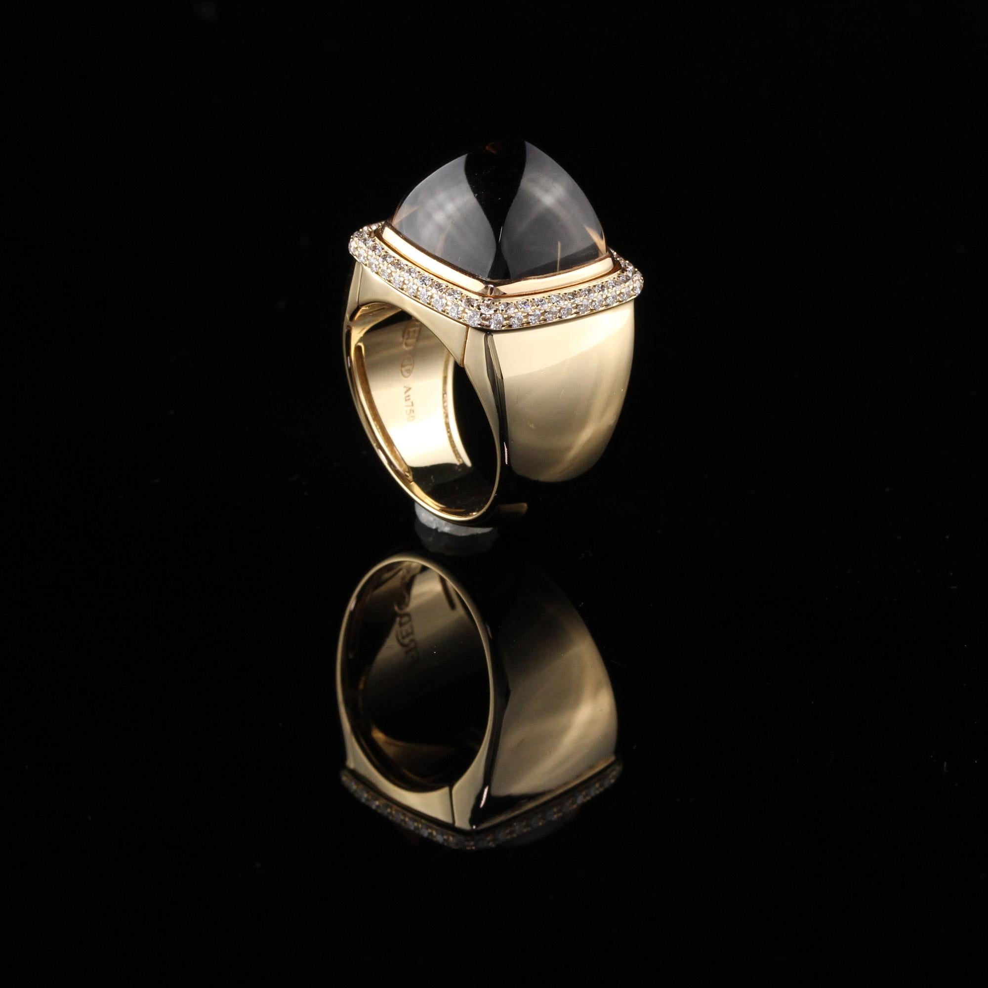 Fred Paris French 18 Karat Gold Diamond Interchangeable Jade and Topaz Ring 9