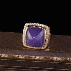 Fred Paris French 18 Karat Gold Diamond Interchangeable Jade and Topaz Ring