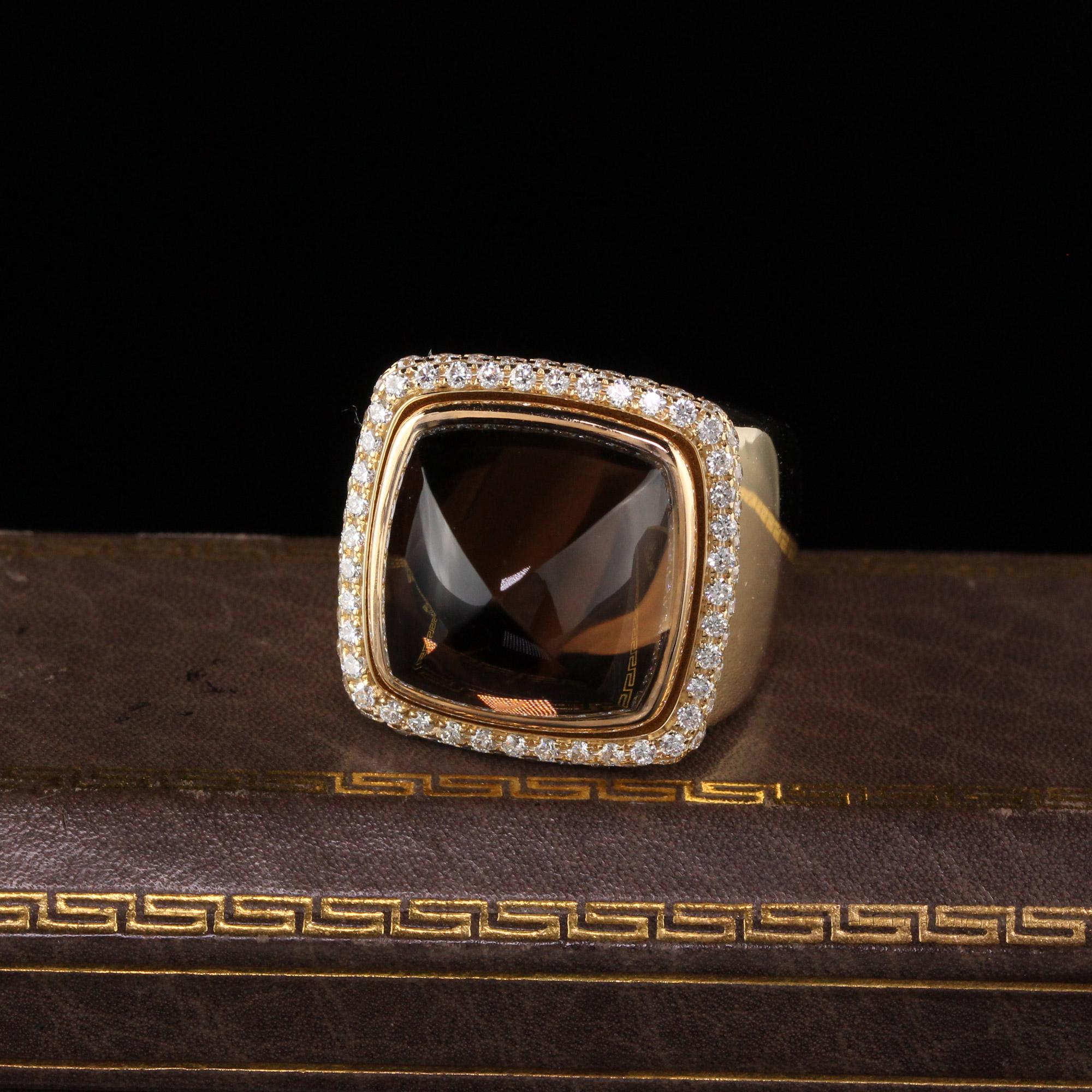 Fred Paris French 18 Karat Gold Diamond Interchangeable Jade and Topaz Ring In Excellent Condition In Great Neck, NY