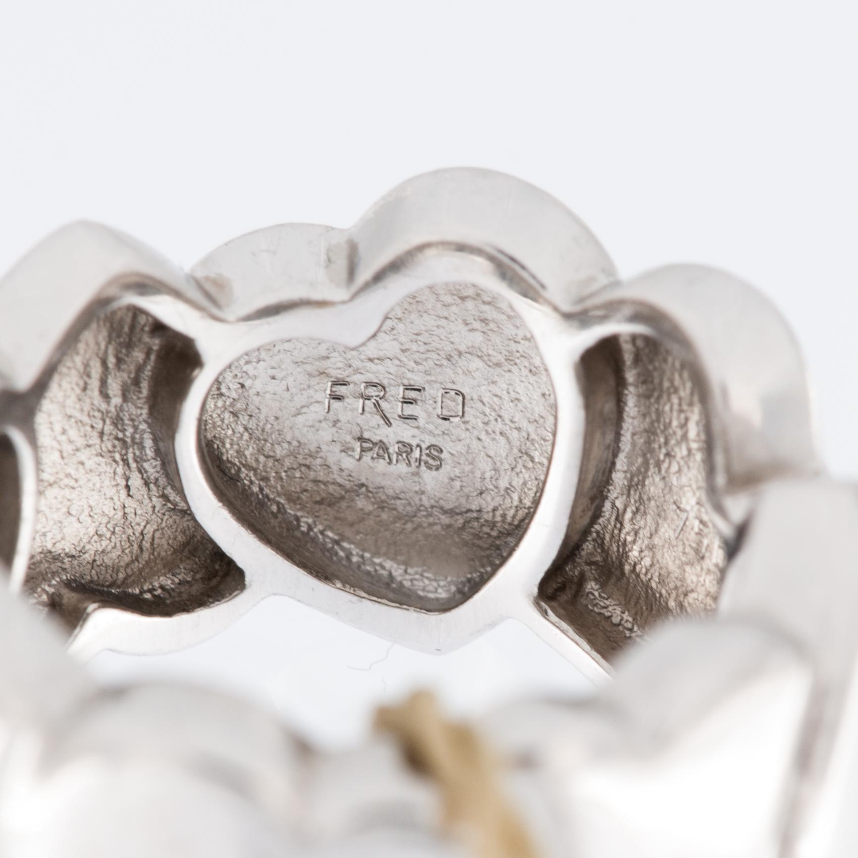 Fred Paris Anello con cuore e diamanti in oro bianco 18 carati In condizioni buone in vendita a Esch sur Alzette, Esch-sur-Alzette