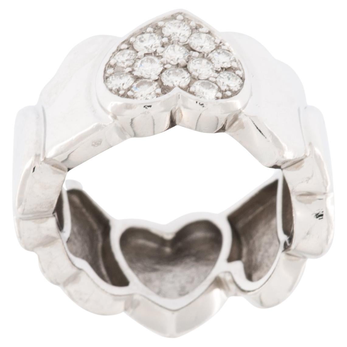 Fred Paris Diamond White Gold Heart Ring 18kt Contemporary