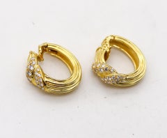 FRED PARIS Hoops Earrings In 18Kt Yellow Gold With 1.68 Ctw In VS Diamonds