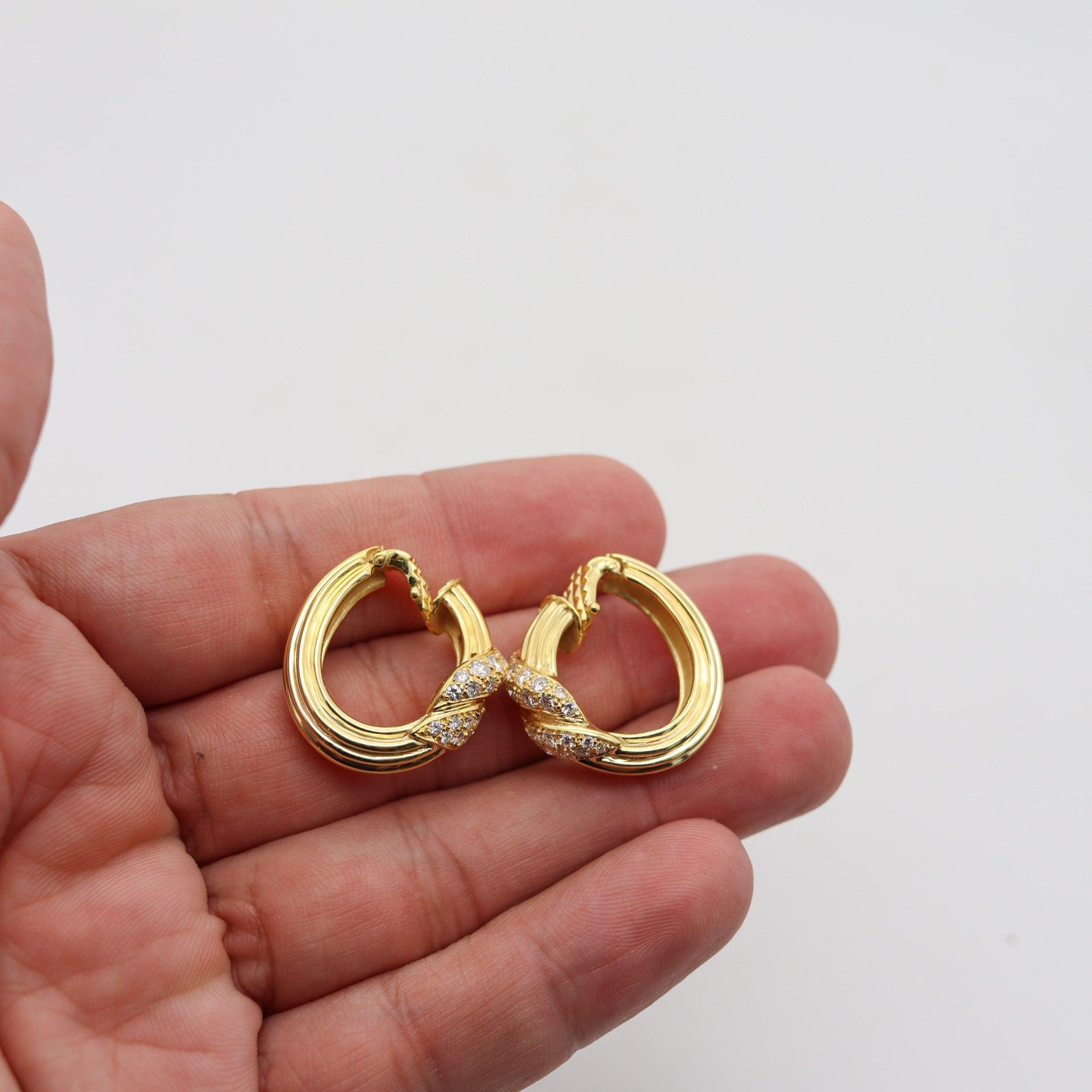 FRED PARIS Hoops Earrings In 18Kt Yellow Gold With 1.68 Ctw In VS Diamonds 2