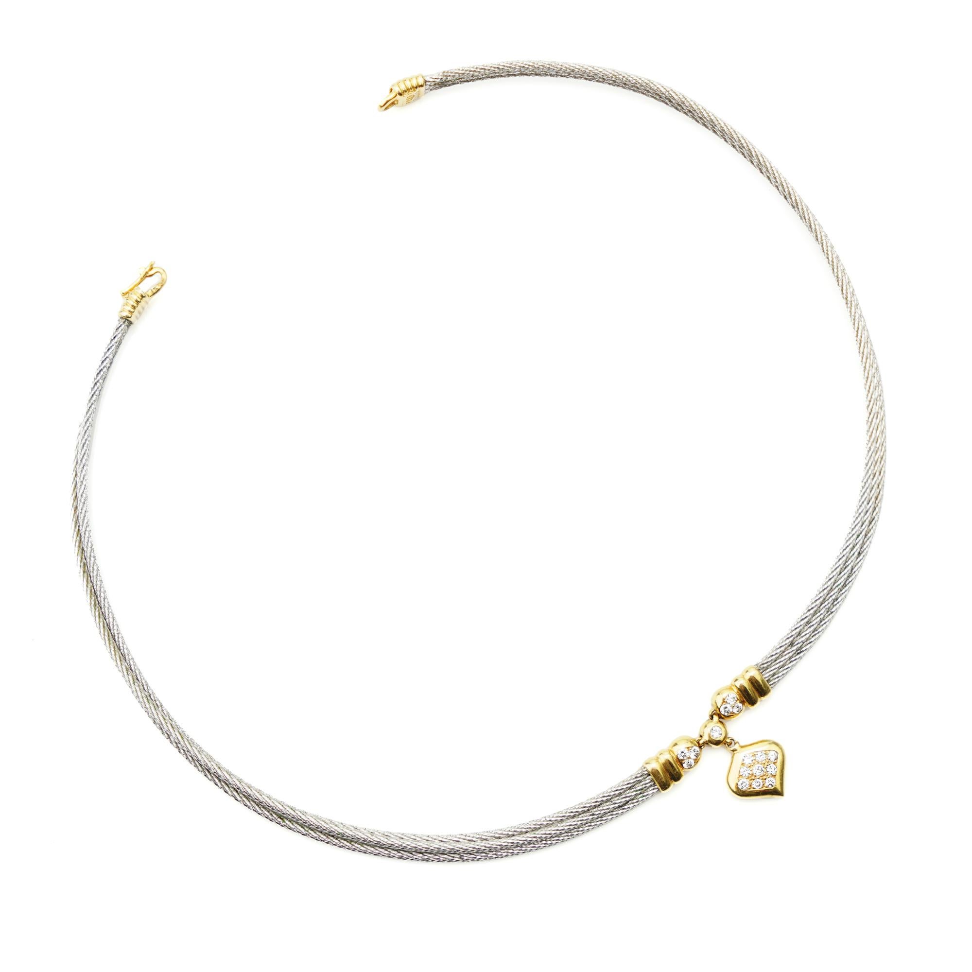 Contemporary Fred Paris Ladies 18kt. Yellow Gold and Steel Force 10 Necklace