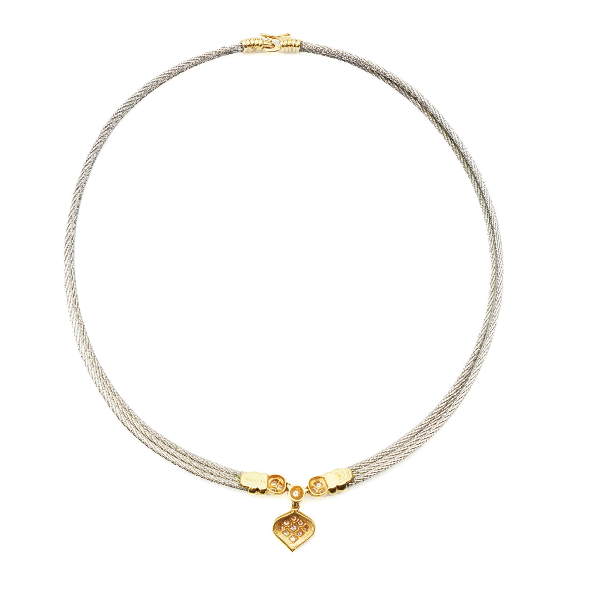 Fred Paris Ladies 18kt. Yellow Gold and Steel Force 10 Necklace In Good Condition In Braintree, GB