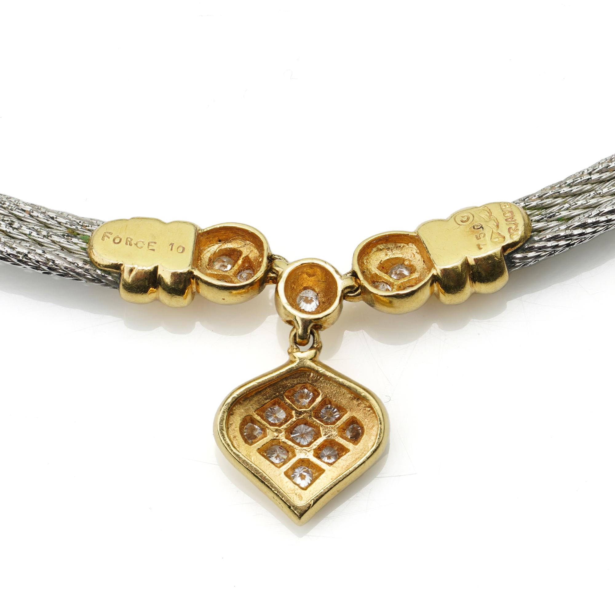 Women's Fred Paris Ladies 18kt. Yellow Gold and Steel Force 10 Necklace