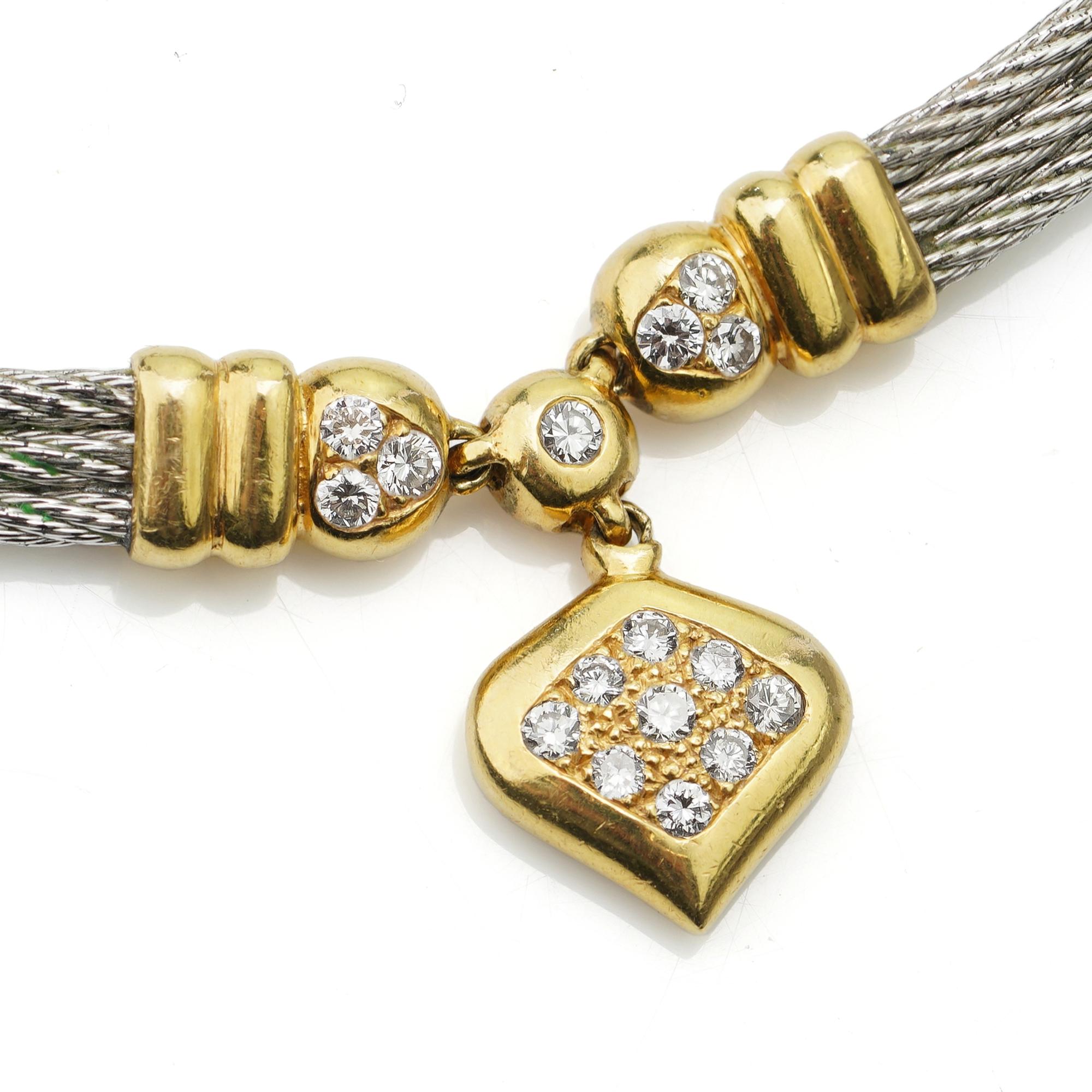 Fred Paris Ladies 18kt. Yellow Gold and Steel Force 10 Necklace 1