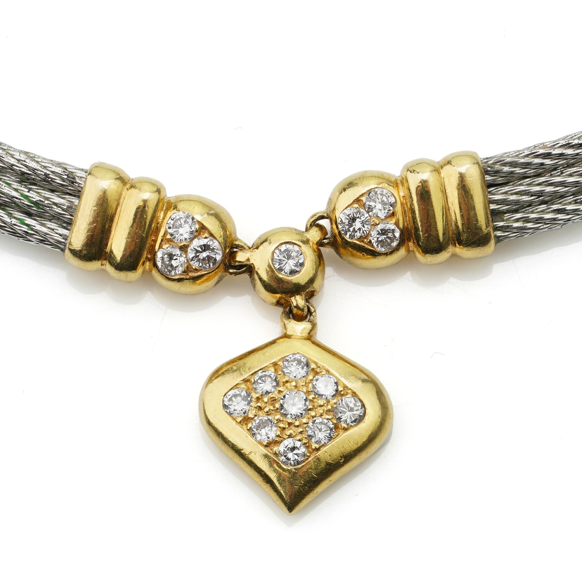 Fred Paris Ladies 18kt. Yellow Gold and Steel Force 10 Necklace 2