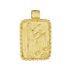 Fred Paris Libra Zodiac Modernist Extra Large Gold Pendant