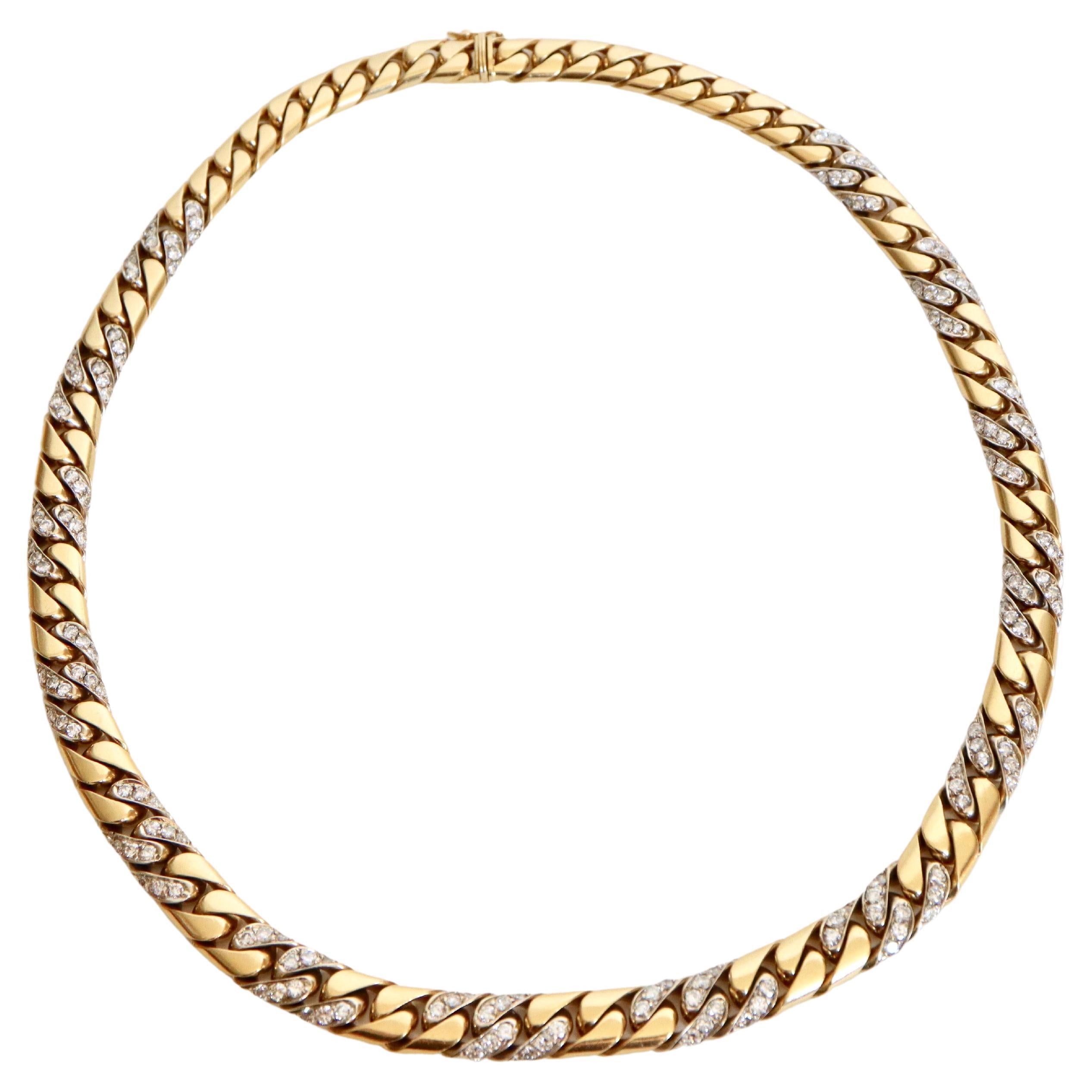 Fred Paris Link Gold Necklace with Diamonds