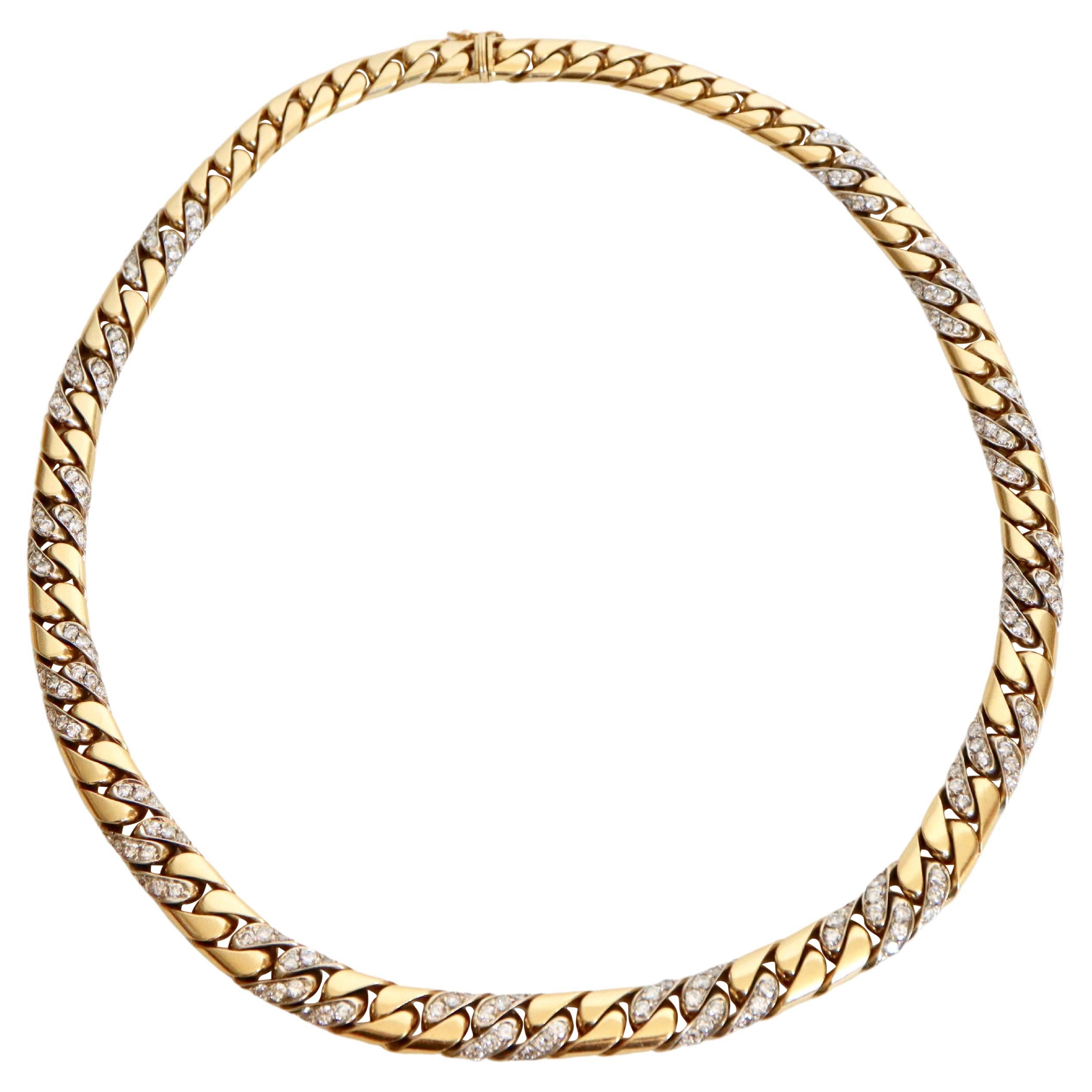 Fred Paris Link Gold Halskette mit Diamanten Gold und Weiß 18 Karat Gold