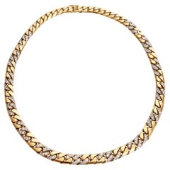 Fred Paris Collar de Oro Link con Diamantes Oro y Blanco 18 Quilates