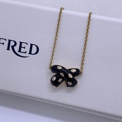 Collana FRED Paris Ombre Feline in oro giallo 18 carati con laccatura nera e diamanti