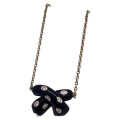Collana FRED Paris Ombre Feline in oro giallo 18 carati con laccatura nera e diamanti