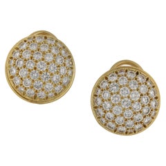 Retro Fred Paris Diamond Button Cluster Earrings Set in 18k Yellow Gold