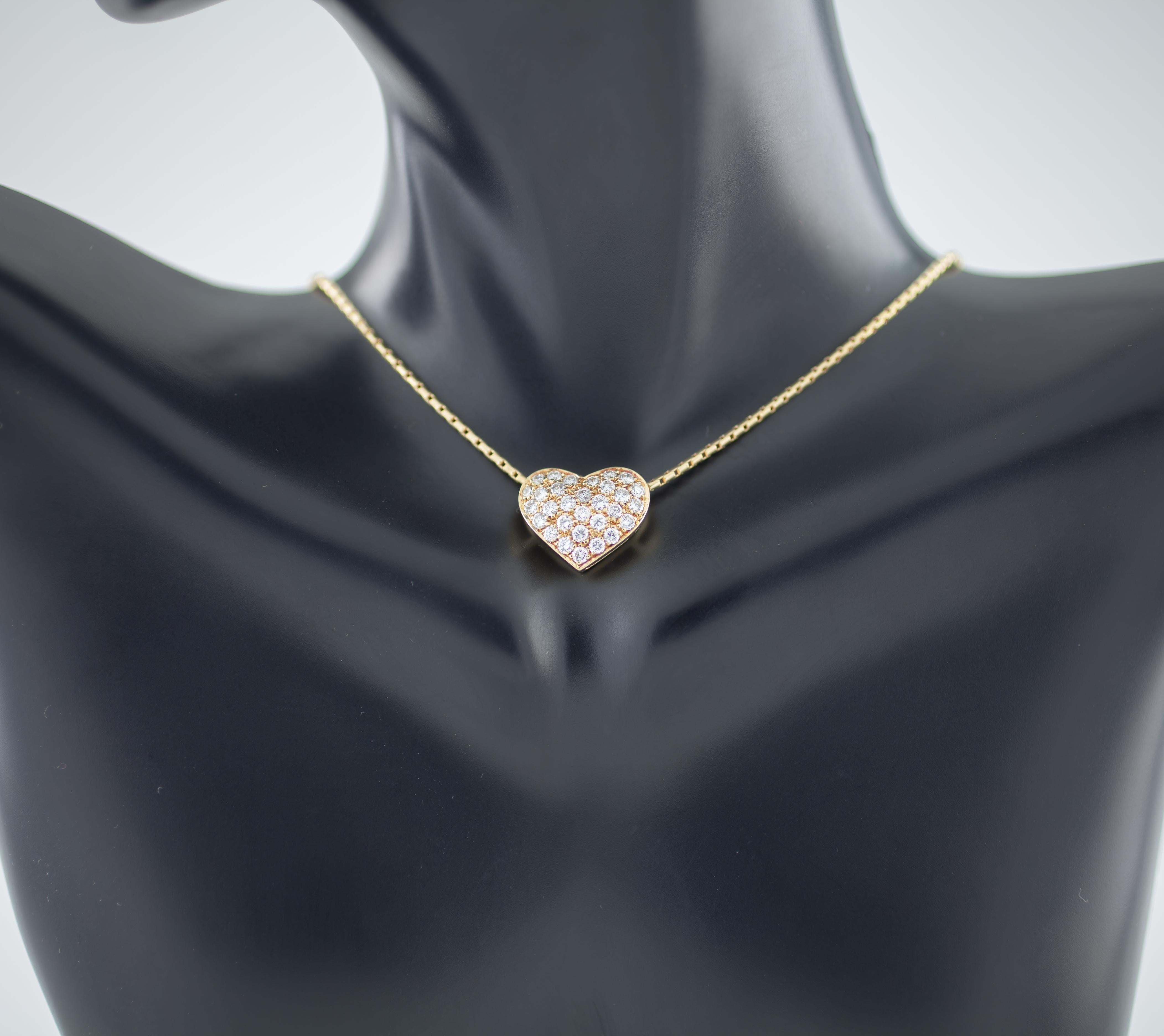 Fred Paris Halskette aus 18 Karat Gelbgold mit Pav-Diamant-Herz-Anhnger Damen