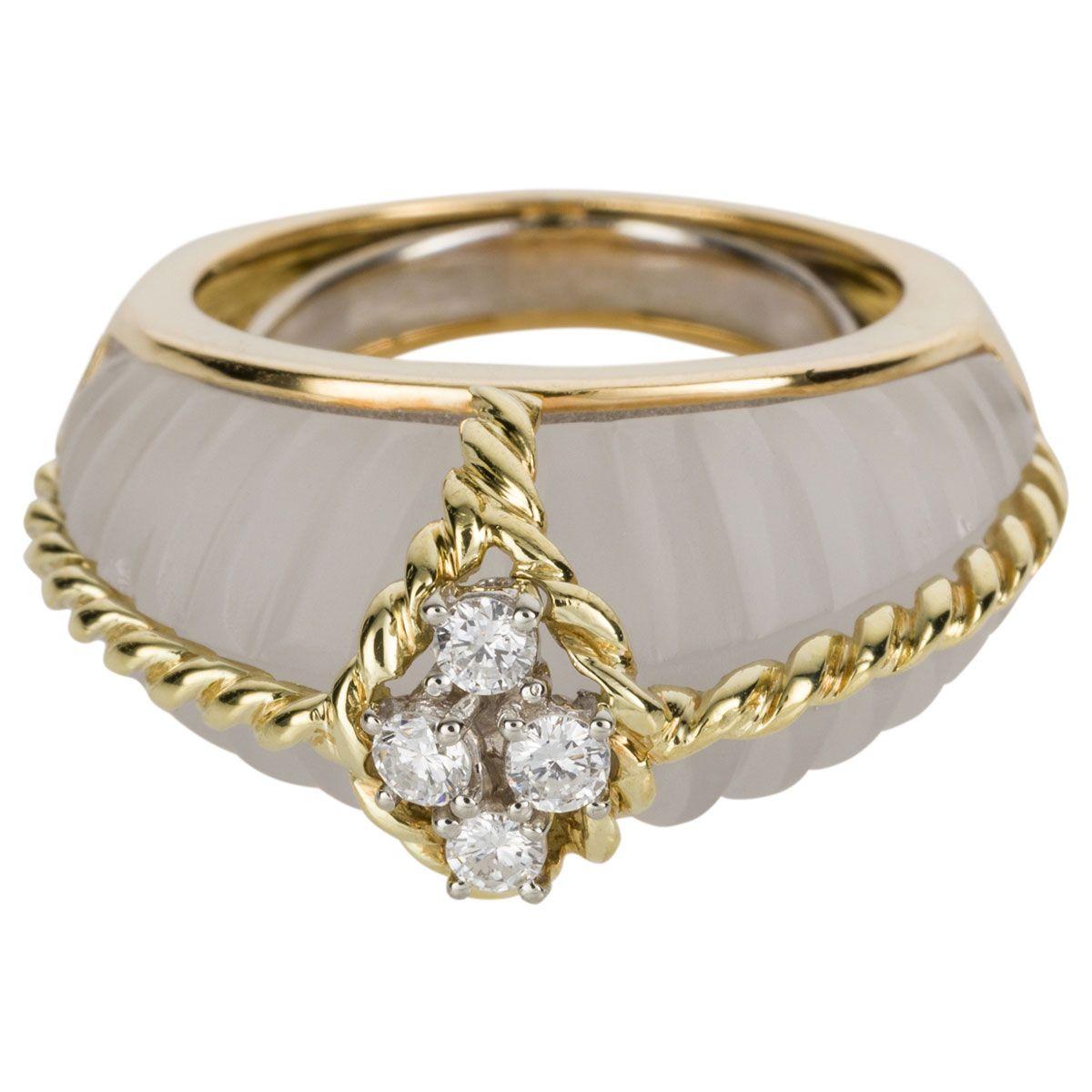 Fred Paris Rock Crystal and Diamond Cocktail Ring