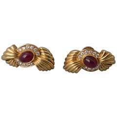Vintage Fred Paris Ruby Diamond Earrings