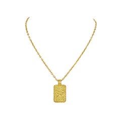 Fred Paris Sagittarius Gold Zodiac Vintage Pendant Chain Necklace